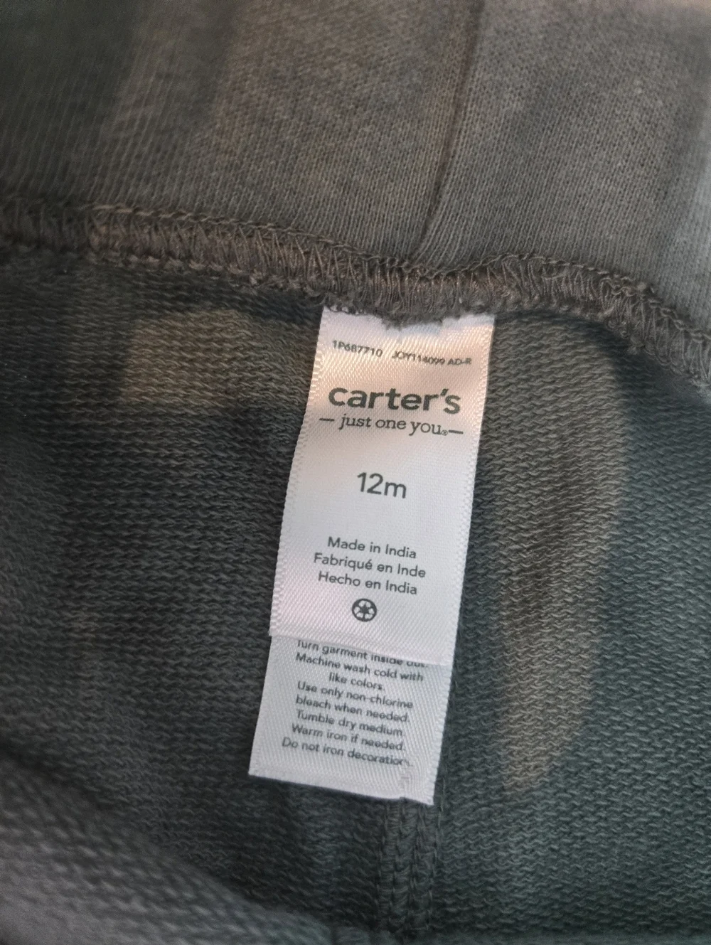 Just One You Carter's Cotton Green Baby Boy Joggers Sweatpants Size 12m NWOT